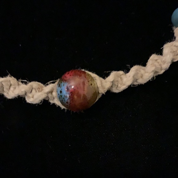 3/$20 Handmade hemp necklace with around ceramic beads - Picture 2 of 4
